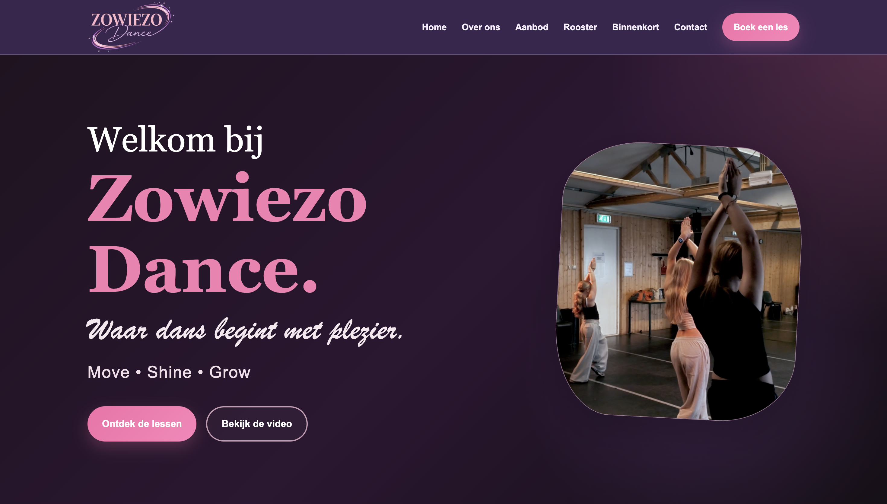 Zowiezo Dance homepage screenshot